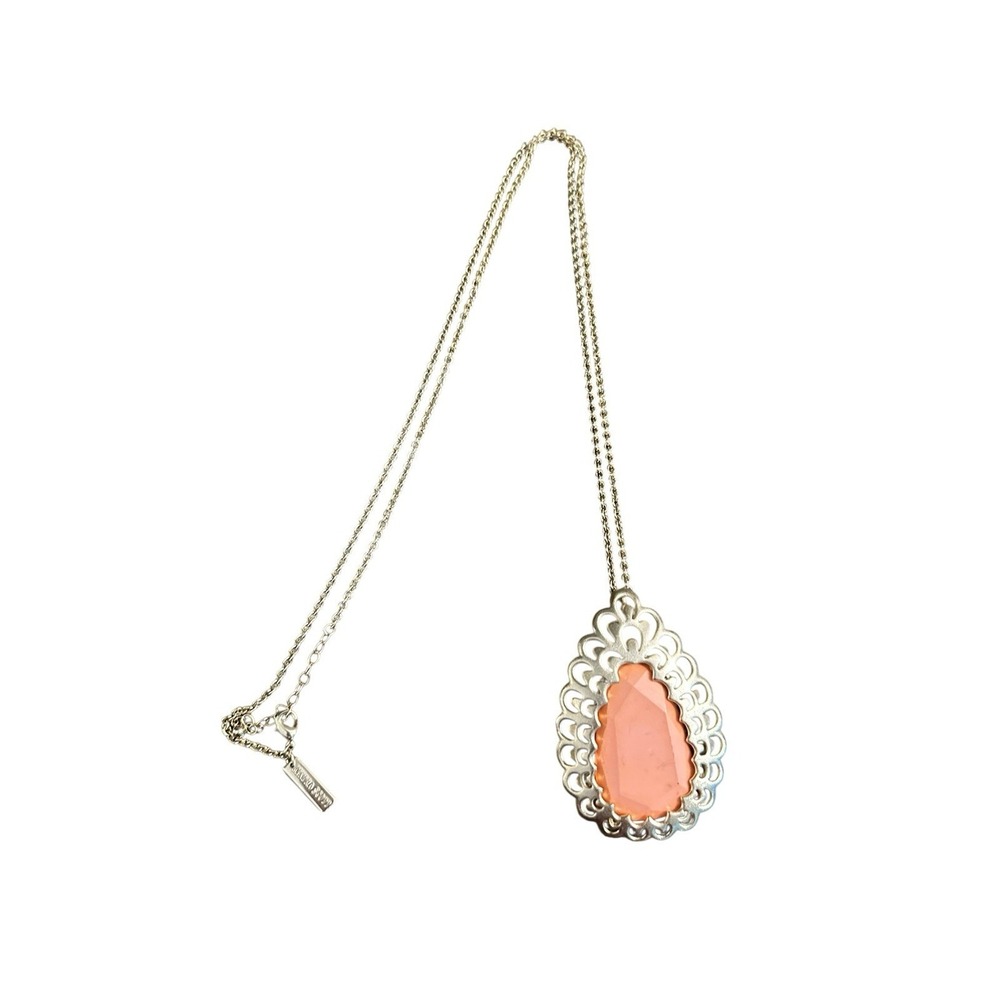 Kendra Scott Newlyn Pendant Necklace Gold Coral Vintage Art Deco‎